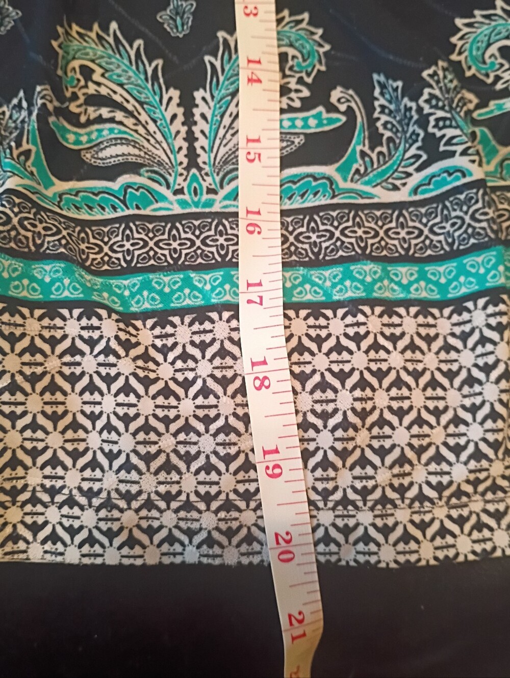 Croft & Barrow Dark Navy Print Blouse Women’s Large Short Sleeve High Low Hem - Picture 7 of 10